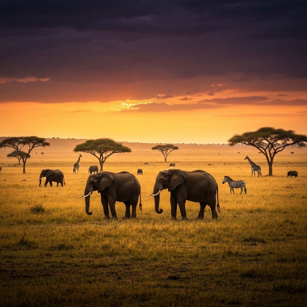 Savana del Serengeti durante la grande migrazione