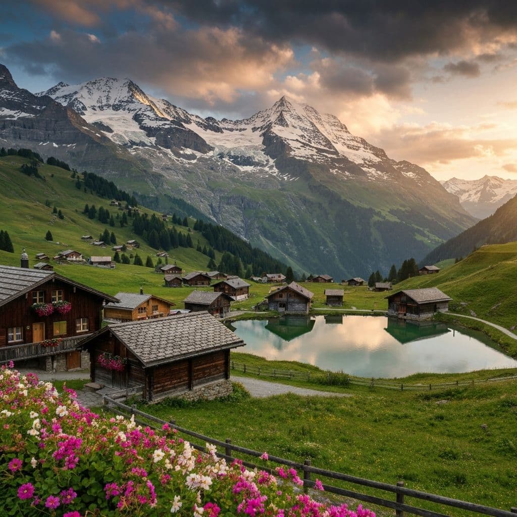 Villaggi di montagna tra le Alpi svizzere