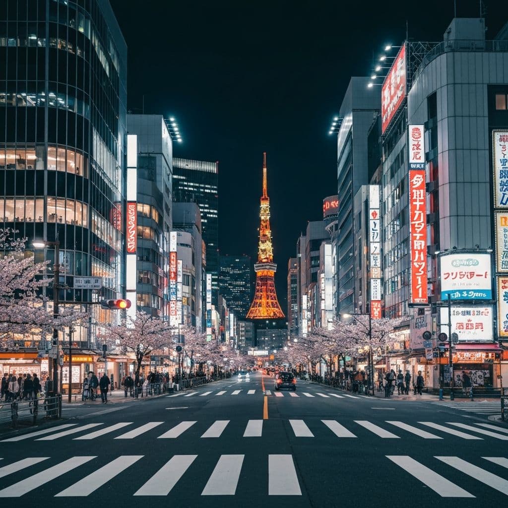 Skyline di Tokyo al tramonto